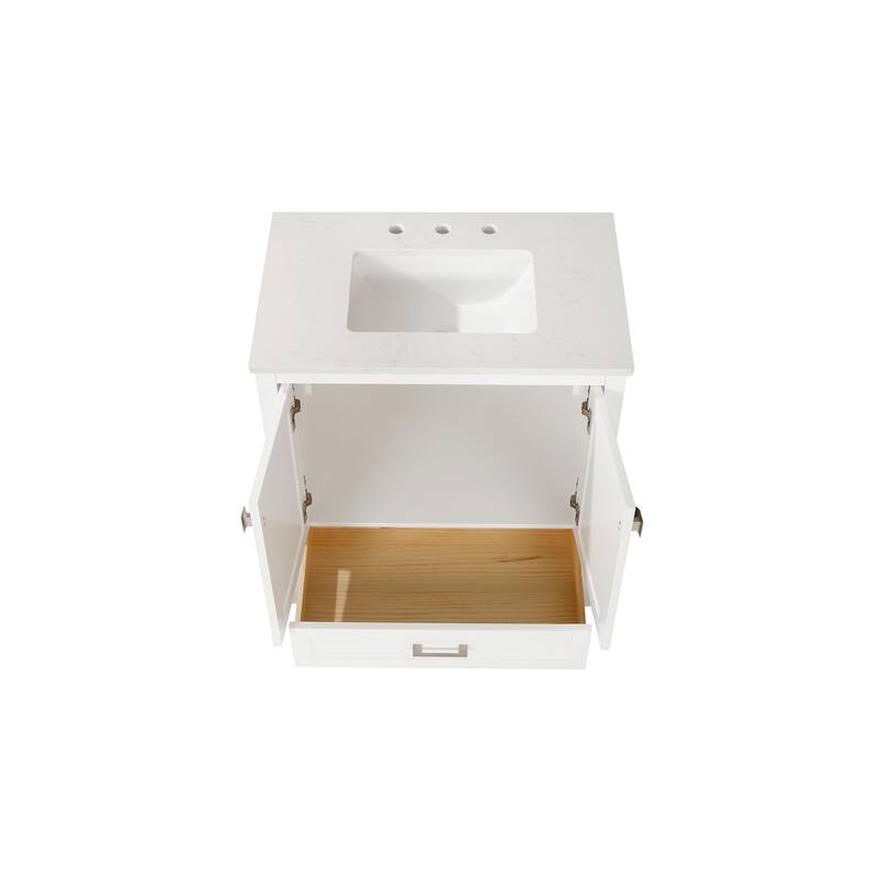 GDFStudio - Harrison 30" Bathroom Vanity with Marble Countertop & Storage Cabinet