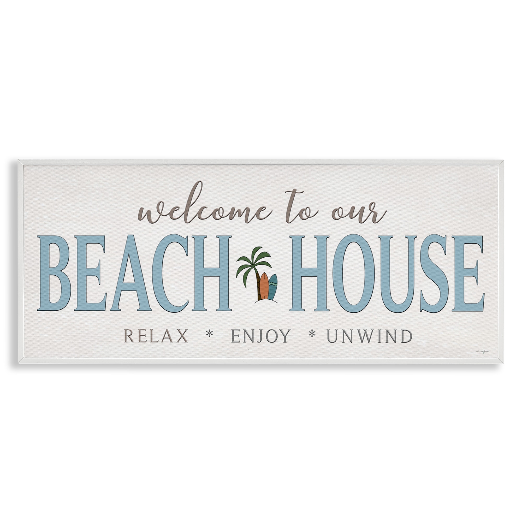 Stupell Welcome Beach House Greeting Framed Giclee Art Design By Seven Trees Design
