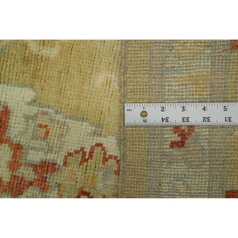 Vegetable Dye Wool Oushak Turkish Area Rug, Floral Geometric Carpet - 10' 0'' X 8' 4''