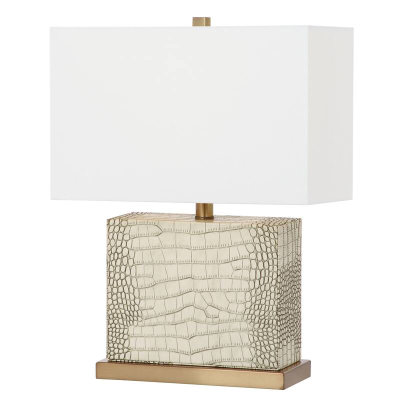 SAFAVIEH Lighting Rocio 21-inch Faux Alligator Grey Table Lamp - 15"x8"x20.5" - 15Wx8Dx21H
