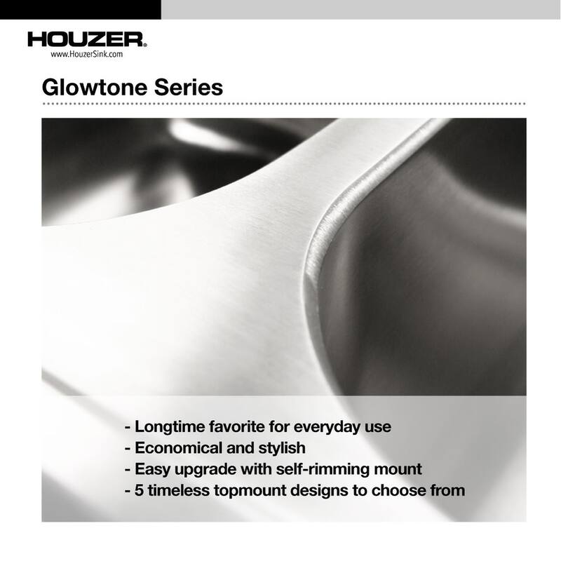 Houzer ISL-3322BS3-C Glowtone 33" Drop In Double Basin Stainless Steel - Stainless Steel
