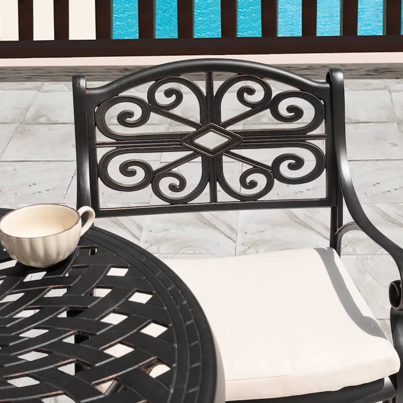 Outdoor 3 Pieces Cast Aluminum Bistro Set with 2’’ Umbrella Hole