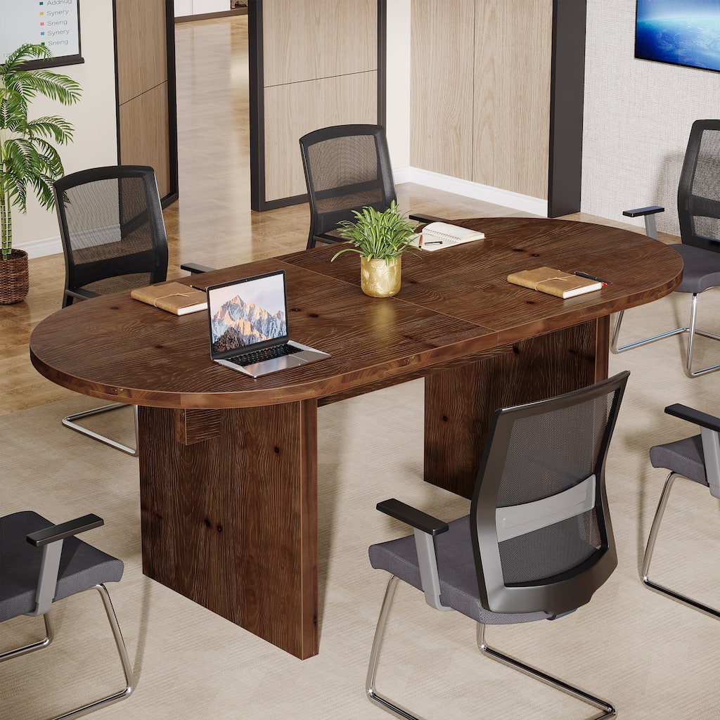 5.24 ft Oval Solid Wood Conference Table for 4-6 People