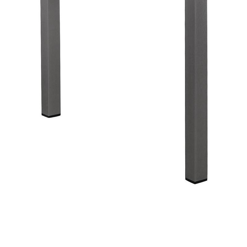 Fifi 71 Inch Outdoor Dining Table, White Polyresin Top, Gray Aluminum Frame