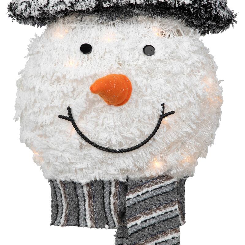 25" Lighted Snowman with Black Frosted Top Hat Christmas Tree Topper