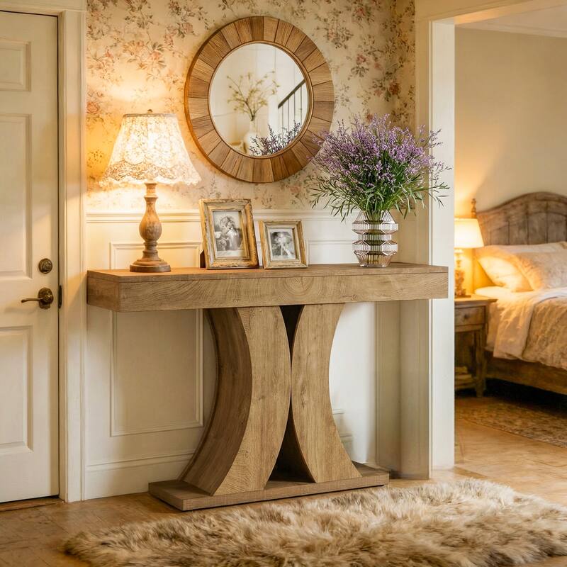 59 Inch Farmhouse Console Table for Entryway, Wooden Rectangular Sofa Table Behind the Couch - 59.06" L x 13.78" W x 33.46" H