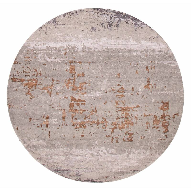 ECARPETGALLERY Hand-knotted Alma Grey Silk, Wool Rug - 7'10 x 7'10 - Grey - 7'10 x 7'10
