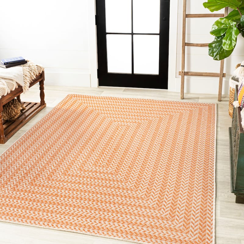 JONATHAN Y Lucia Modern Concentric Squares Indoor/Outdoor Area Rug