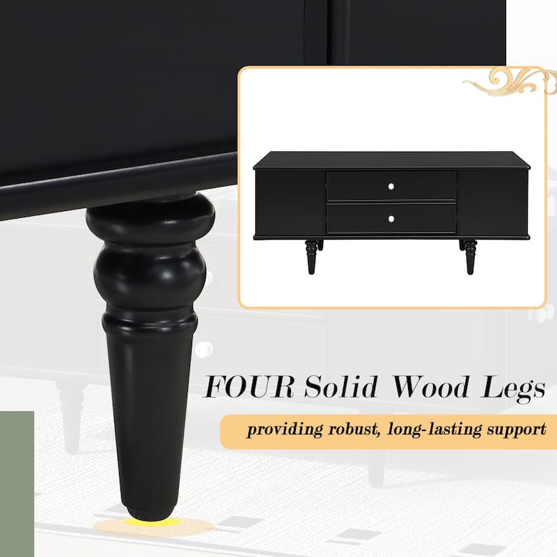 Modern Coffee Table with Two Side Hidden Storage Cabinet, Wood End Table Office Table with Two Drawers