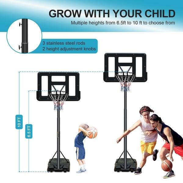 slide 2 of 7, Basketball Goal System Adjustable Backboard Black