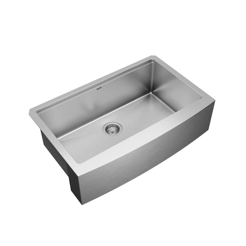 Karran 33" Undermount Large Single Bowl Stainless Steel Farmhouse Workstation Sink