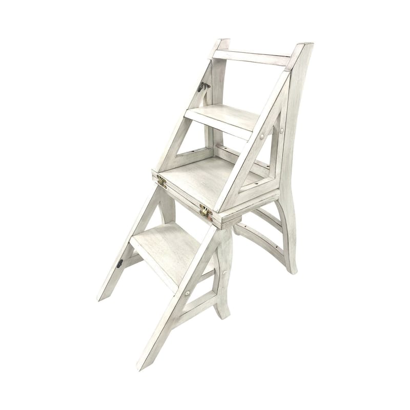 2 in 1 Folding Library Ladder Chair - 34" - White