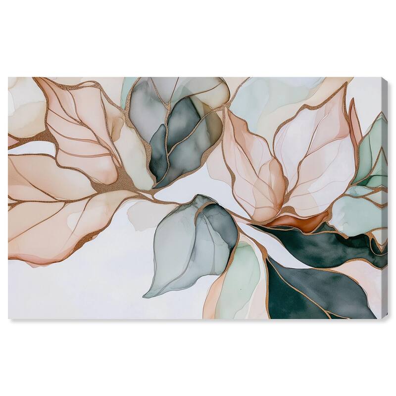 Golden Veined Leaves I Canvas by Art Remedy, Gallery Wrapped - 36" x 24"