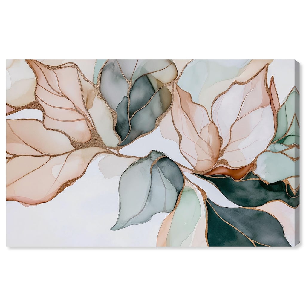 Golden Veined Leaves I Canvas by Art Remedy, Gallery Wrapped