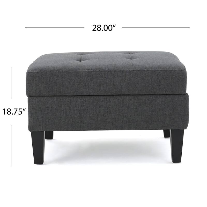 Tufted Large Rectangular Storage Ottoman - Dark Gray
