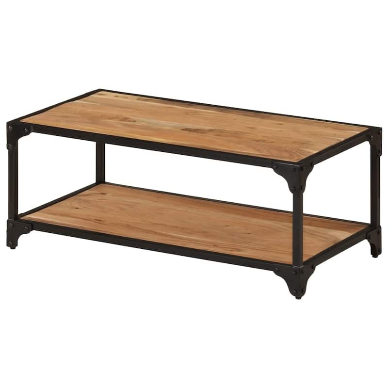 vidaXL Coffee Table 35.4"x17.7"x13.8" Solid Acacia Wood - 35.4" x 17.7" x 13.8"