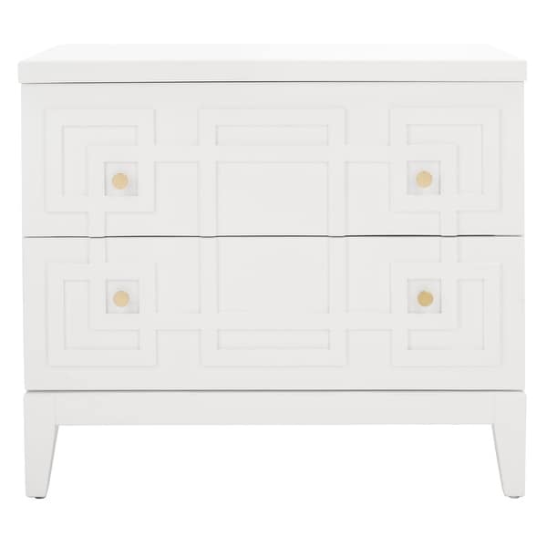 SAFAVIEH Luiza White Gold 2 Drawer Nightstand On Sale Bed Bath