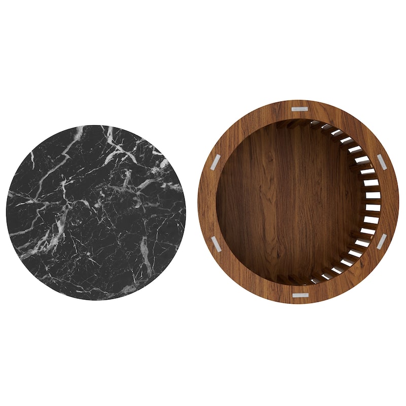 Fortitude Round Faux Marble Top Nesting Coffee Table Set