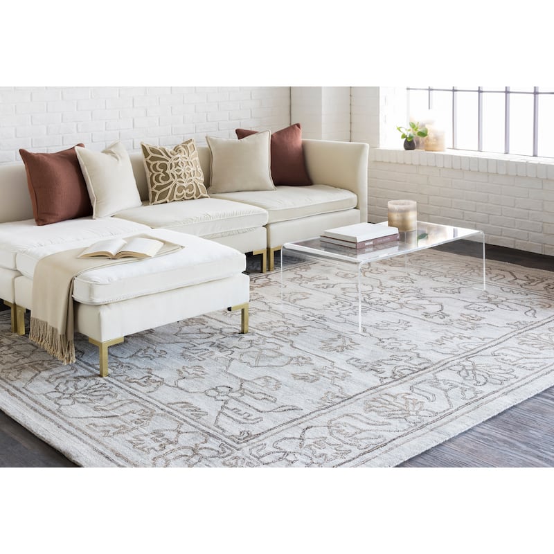 Surya Dove Hand-loomed Viscose Area Rug - 9' x 13' - Ivory/Grey