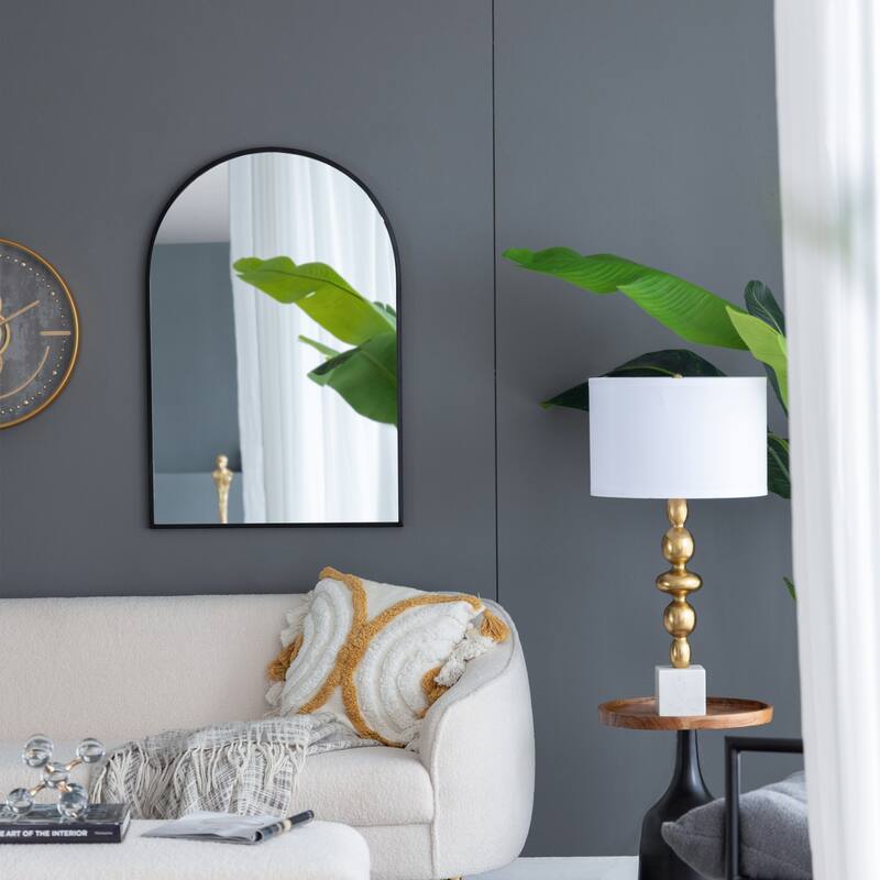 CUSchoice Classic Black Arched Mirror with Metal Frame - 24" x 36"