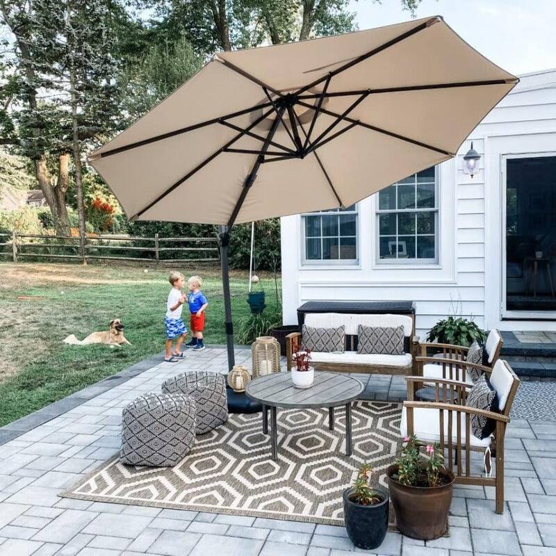 PURPLE LEAF 10 ft 360 Degree Rotation Patio Umbrella With Base