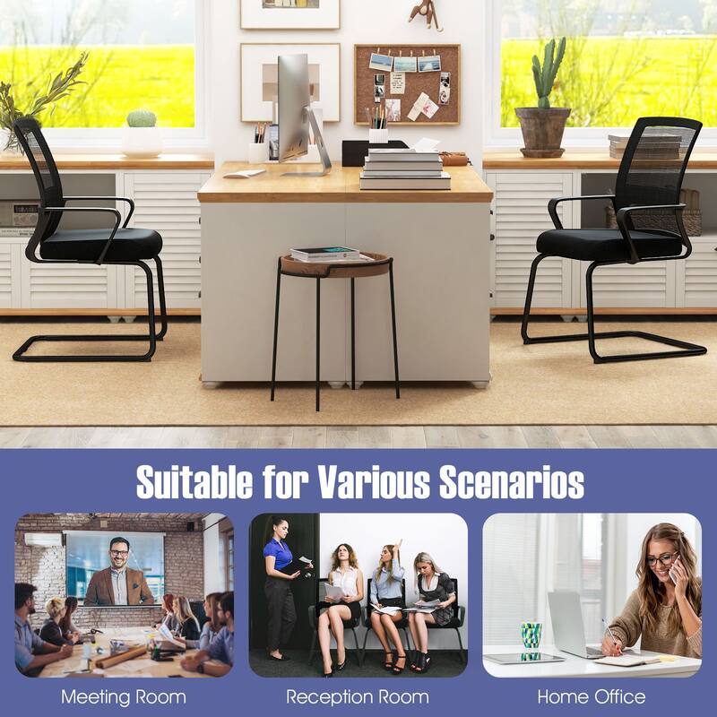 Gymax Office Mesh Chair Set of 10 Upholstered Guest Conference Chair