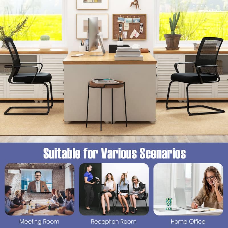 Gymax Office Mesh Chair Set of 8 Upholstered Guest Conference Chair