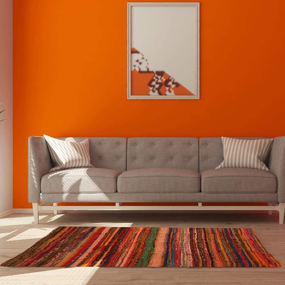 Aakriti Eco-Friendly Chindi Rugs - (5x3 Feet) Orange - 5x3