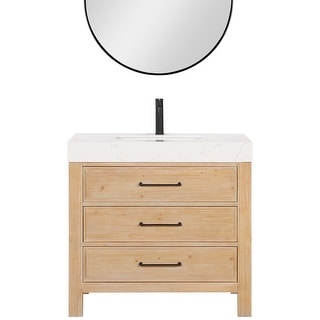 Leon 36 in. Single Bathroom Vanity in Fir Wood with Composite top