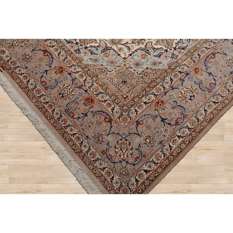 8'3''x10 Hand Knotted Wool Ivory Isfahan Traditional Area Rug - 8' 3'' x 10'
