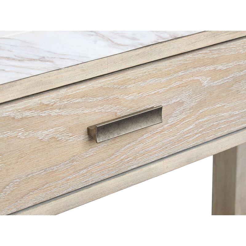 Magnussen Home Preston Gallery Buff and Antique Silver Rectangular End Table - 20''W x 25''D x 24''H