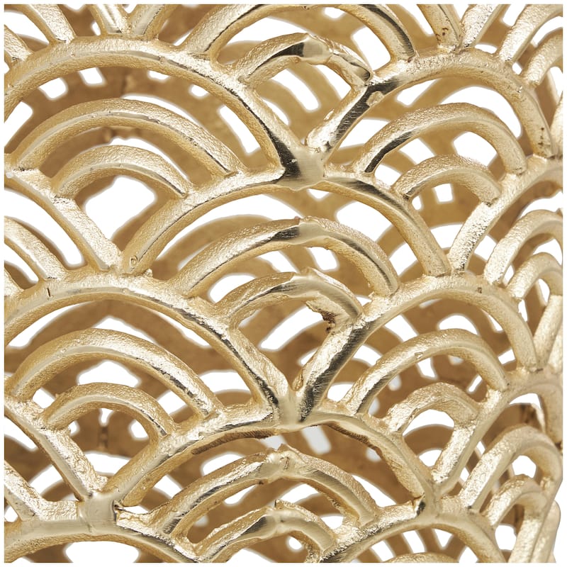 Aluminum Metal Geometric Art Deco Inspired Decorative Vase with Arch Designs - Set of 2 Gold or Silver - Roche River Decor