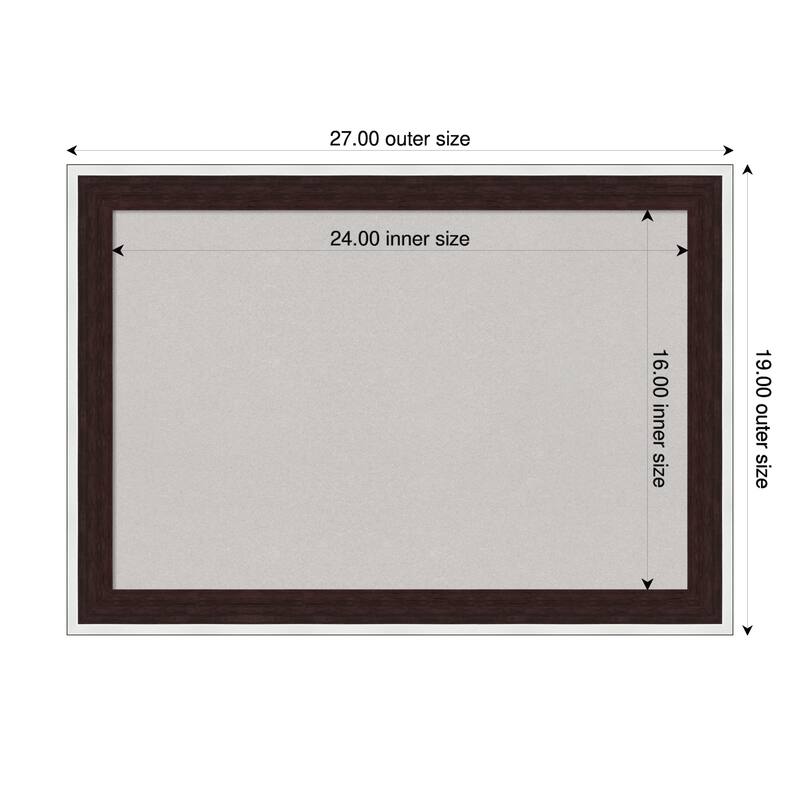 Maya Espresso Silver Framed Cork Board - Bulletin Board, Organization Board, Pin Board - Grey - 27 x 19 in