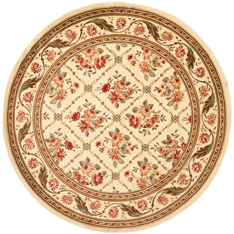 SAFAVIEH Lyndhurst Argelia Traditional Oriental Trellis Rug - 5'3" Round - Ivory/Ivory