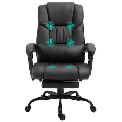 High Back Massage Office Chair Reclining Computer Chair with 6 Vibration Points Footrest and Height Adjustable, for Office