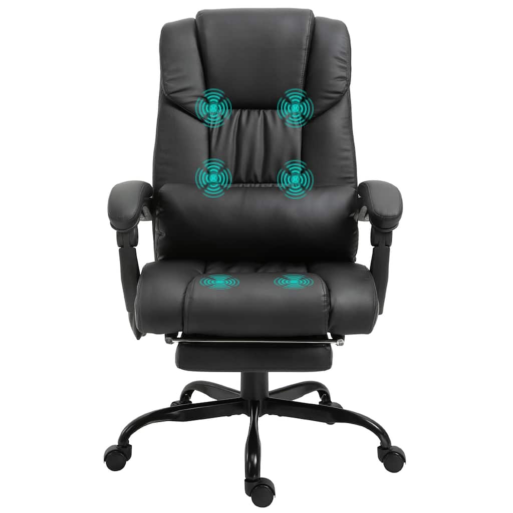 High Back Massage Office Chair with 6 Vibration Points, Reclining Chair, Ergonomic Office Chair with Footrest Adjustable Height