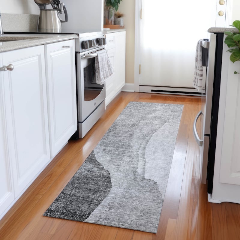Machine Washable Indoor/ Outdoor Chantille Modern Abstract Rug - Gray - 2'3" x 7'6"