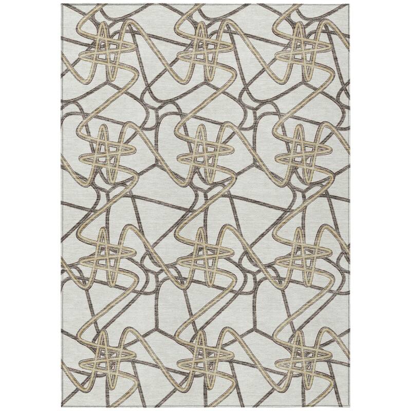 Machine Washable Indoor/ Outdoor Contemporary Links Chantille Rug