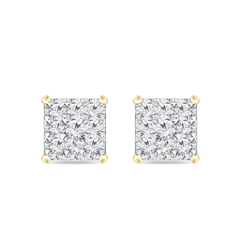 Auriya 14k Gold 1/4ctw Square Pave Diamond Stud Earrings (H-I, I1-I2)