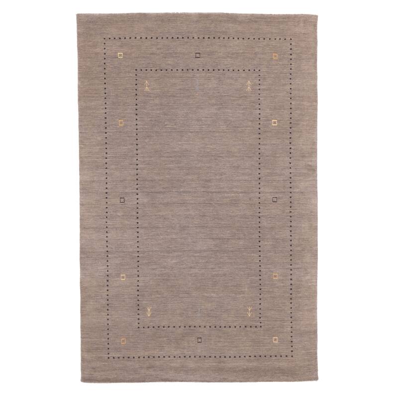 ECARPETGALLERY Hand Loomed Indo Gabbeh Grey Wool Rug - 5'0 x 7'11