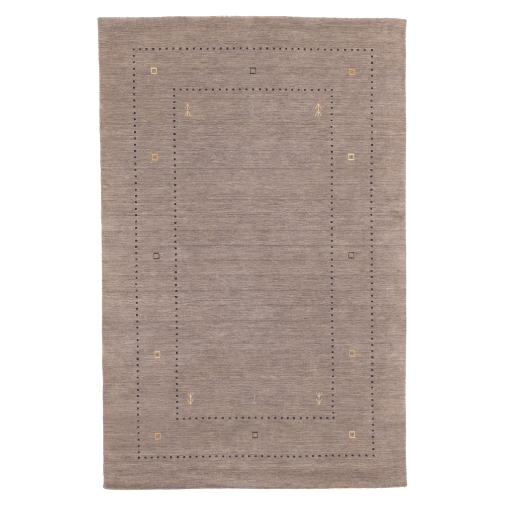 ECARPETGALLERY Hand Loomed Indo Gabbeh Grey Wool Rug - 5'0 x 7'11