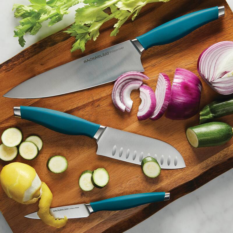 Rachael Ray Cutlery Japanese Stainless Steel Chef Knife Set, 3pc