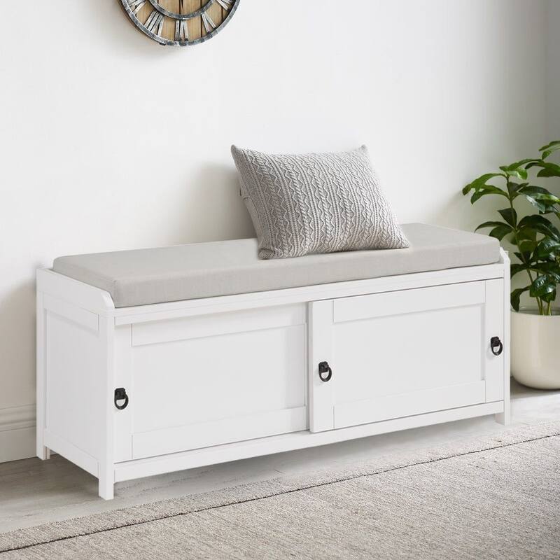19.3 in.H X 46.85 in.W X 15.35 in.D Wood Storage Bench with Cabinets