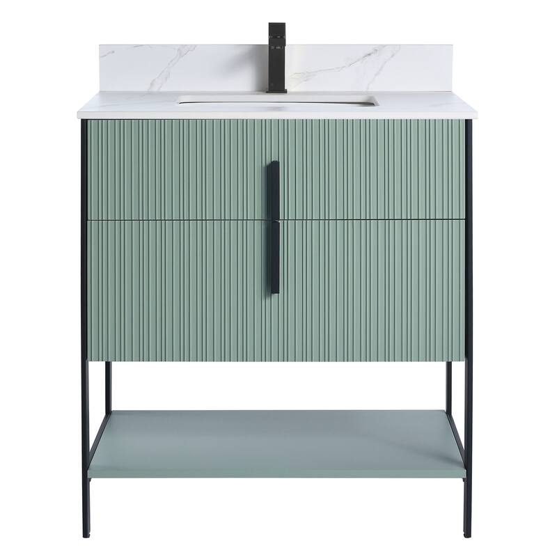 Fine Fixtures Serenity Modern Bathroom Vanity with White Carrara Stone Top