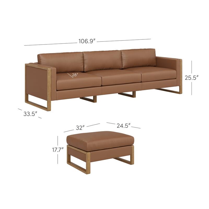Madison Modern Upholstered Modular Sofa or Couch for Living Room with Solid Wood Legs