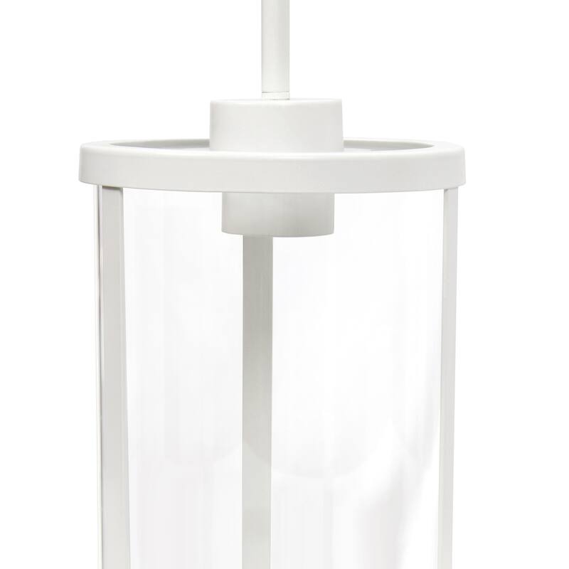 Adjustable Pendant Light - Metal & Glass 1-Light - Kitchen Island, Foyer, Hallway - White Finish - 9.5