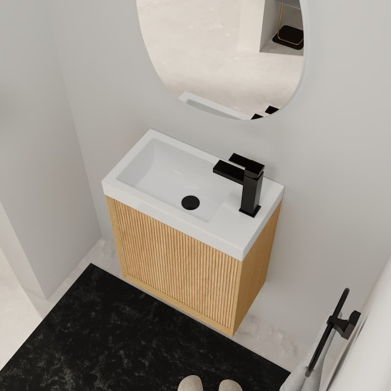 Bathroom Vanity With Sink In 18 Inch, Floating Small Bathroom Vanity With Soft Close Door