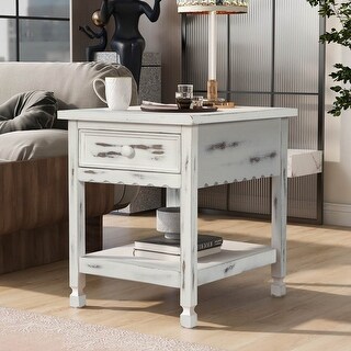 Modern End Table Side Table with 1 Drawer and Stoage Shelf for Living Room