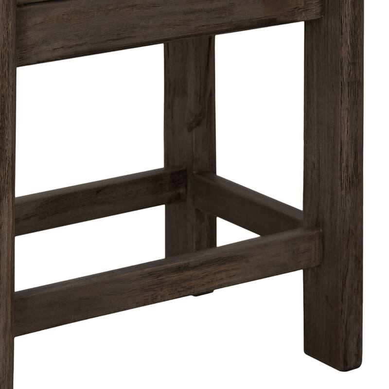 Eray 24 Inch Counter Stool, Sage Green Seat Cushion, Brown Teak Wood