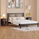 preview thumbnail 2 of 46, Queen Wooden Platform Bed Set with Rattan Headboard and Matching Nightstands
